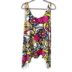 Vintage Y2K Top Women's Large The Pyramid Collection Hippie Floral Dopamine Boho